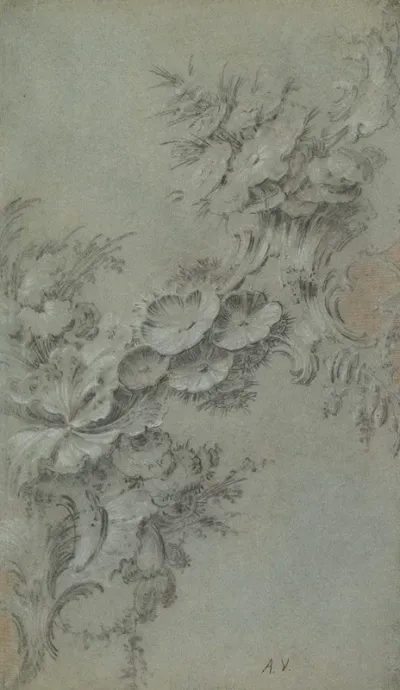 Design With Flowers And Rocaille Ornaments
