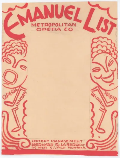 Designs For Promotional Material For Opera Singer Emanuel List Drawing For Brochure Page