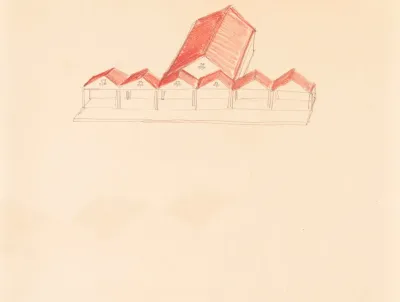 Designs For Roadhouse Or Terrace Restaurant Perspective Elevation With Colored Roof