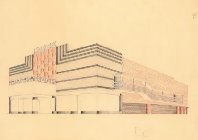 Designs For The Puck Theater Later Elgin Movie Theater Then Joyce Movie Theater New York Ny Exterior Perspective Study 3