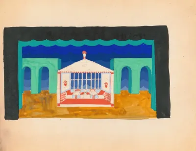 Designs For Theater With Black Framed Proscenium And Boldly Colored Settings Study For Stage Light Wall Decoration Caf Crillon 277 Park Avenue