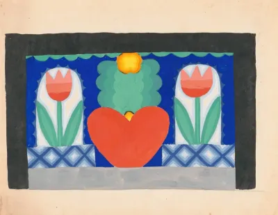 Designs For Theater With Black Framed Proscenium And Boldly Colored Settings Study For Stage Light Wall Decoration Possibly For Caf Crillon 277 Park Avenue