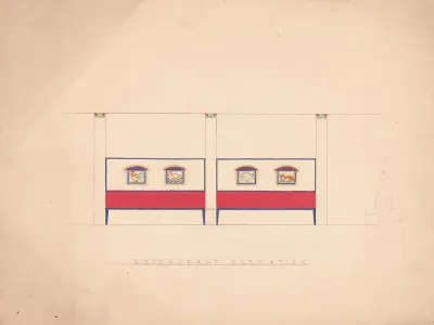 Designs For Unidentified Restaurant Interior Possibly Elysee Restaurant 1 East 56th St New York Ny Drawing Of Restaurant Interior Elevations