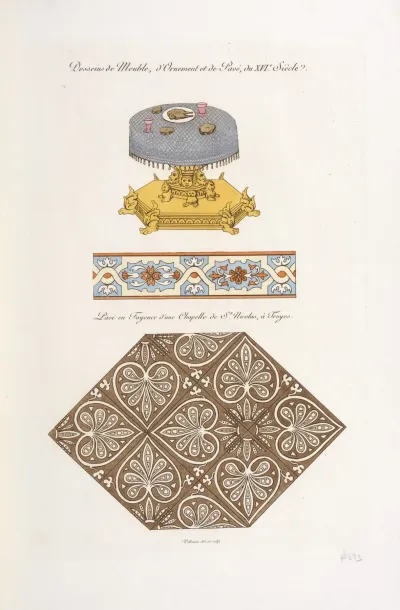 Desseins De Meuble Dornement Et De Pave Du Xvie Siecle Pave En Fayence Dun Chapelle De St Nicolas A Troyes