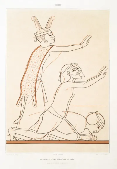 Dessin Fac Simile Dune Esquisse Epuree Necropole De Thebes Xviiie Dynastie