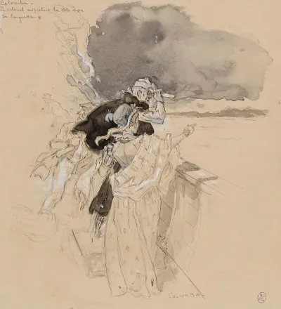 Dessin Pour Colomba Le Colonel Inspectait La Cote Avec Sa Lorgnette
