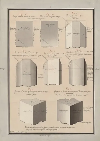 Dessin Qui Represente Avec Des Figures Par Quelles Teintes Et Comment On Doit Laver Les Plans Elevations Et Profils Des Corps Opaques 37
