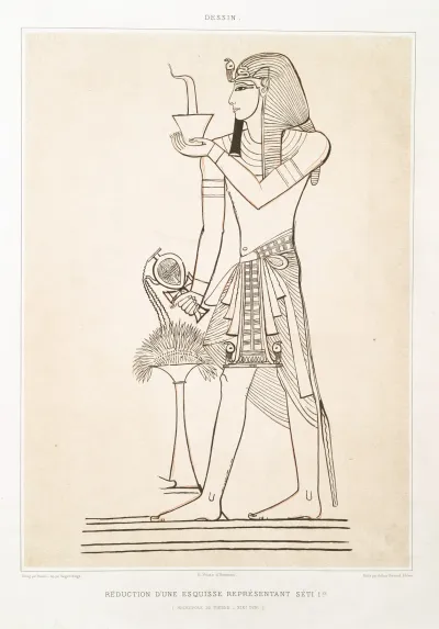 Dessin Reduction Dune Esquisse Representant Seti 1er Necropole De Thebes Xviiie Dynastie