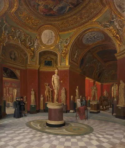 Dessinatrice Dans Les Salles Des Antiques Du Louvre Vues De La Rotonde De Mars