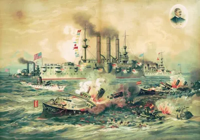 Destruction Of Admiral Cerveras Fleet At Stantigo De Cuda July 3rd 1898