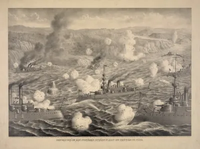 Destruction Of Admiral Cerveras Spanish Fleet Off Santiago De Cube