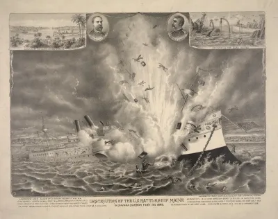 Destruction Of The U S Battleship Maine In Havana Harbor Feby 15th 1898