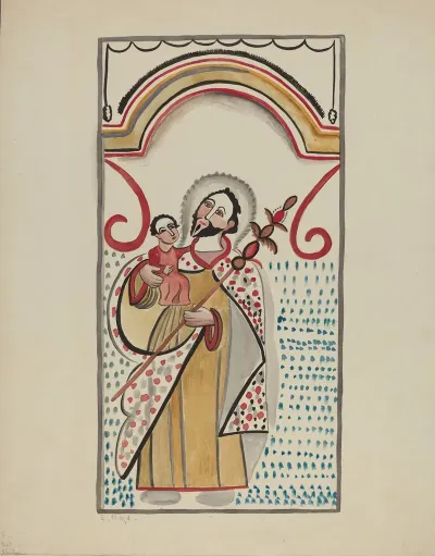 Detail From Large Altar On East Wall Of Sanctuario Church At Chimayo St Christopher