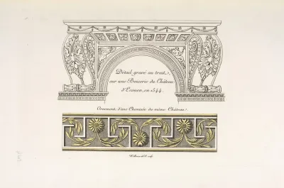 Detail Grave Ai Trait Sur Une Boiserie Du Chateau Decouen En 1544 Ornement Dune Cheminee Du Meme Chateau