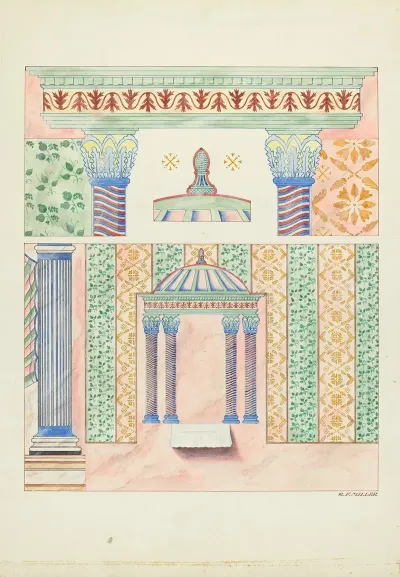 Details Of Wall Paintings Side Wall Of Sanctuary
