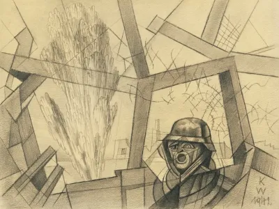 Deutscher Soldat Im Trommelfeuer
