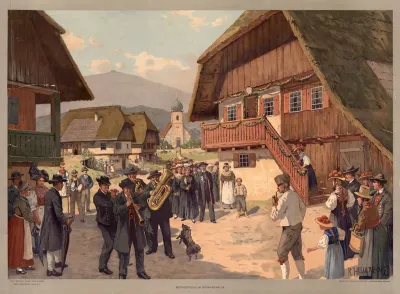 Deutsches Land Hochzeitszug Im Schwarzwalde