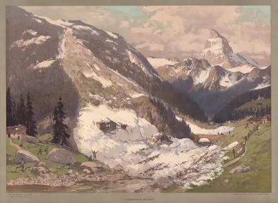 Deutsches Land Lawinensturz In Den Alpen