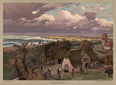 Deutsches Land Nordseedeich Bei Sturmflut