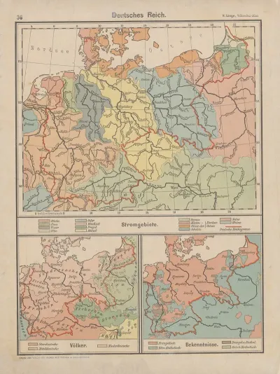 Deutschland Zur Ubersicht Der Stromgebiete Der Verteilung Der Volker Und Der Bekenntnisse