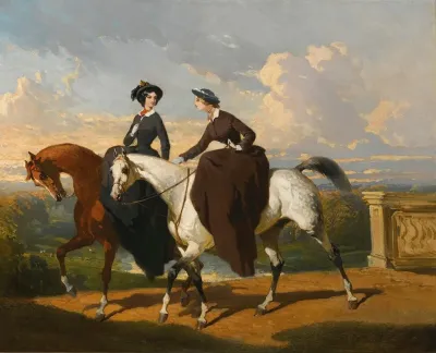 Deux Amazones Au Cheval