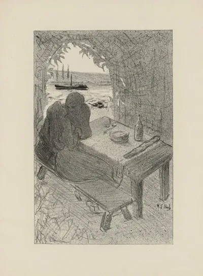 Deux Amoureux Au Bord De Leau