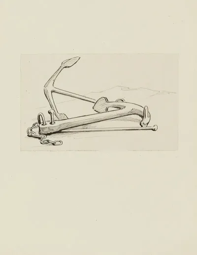 Deux Ancres Dessin Non Utilise