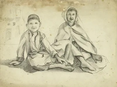 Deux Enfants Arabes Assis