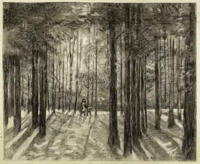 Deux Enfants Dans Le Bois De Pins