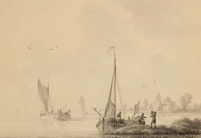 Deux Etudes De Voiliers Sur Une Riviere