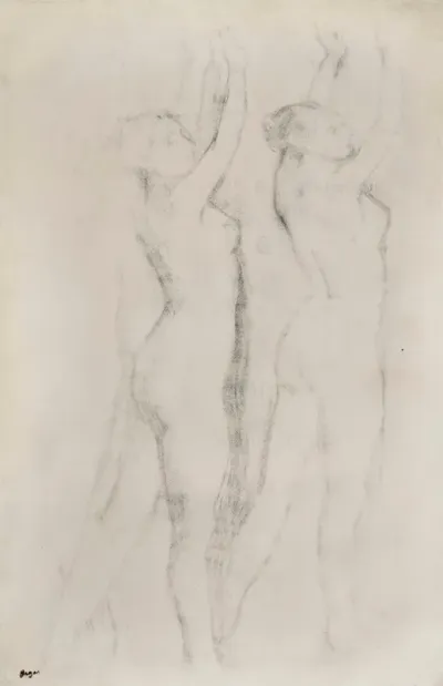 Deux Femmes Nues Les Bras Leves