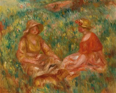 Deux Filles Dans Un Pre Deux Femmes Dans Lherbe