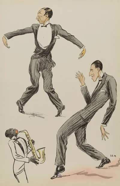 Deux Hommes Dansant Le Charleston Au Son Dun Saxophone