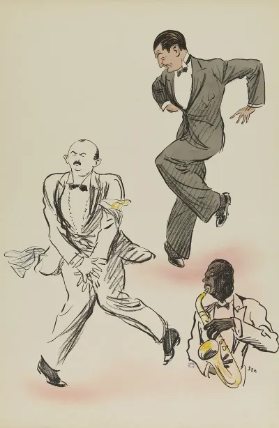 Deux Hommes Dont Un Esquisse Dansent Le Charleston
