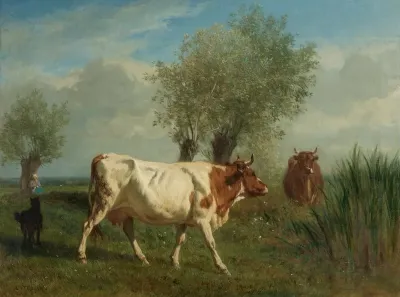 Deux Vaches Dans Un Paturage