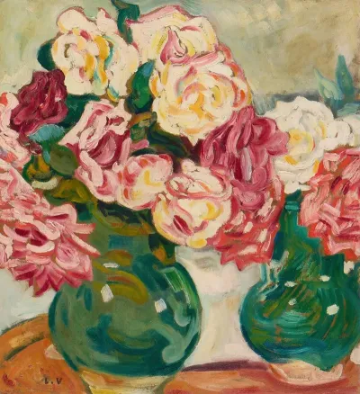 Deux Vases De Roses