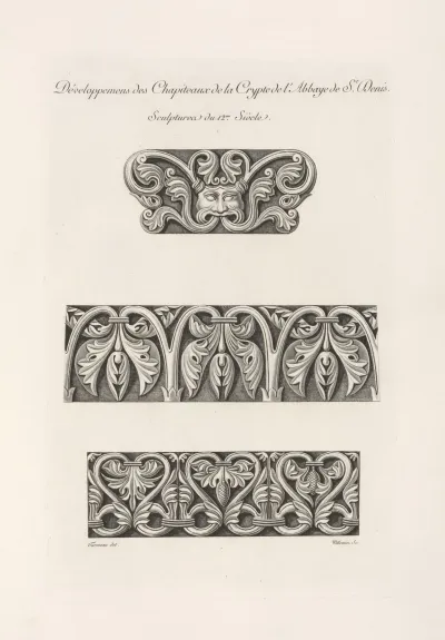 Developpemens Des Chapiteaux De La Crypte De Labbaye De St Denis Sculptures Du 12me Siecle