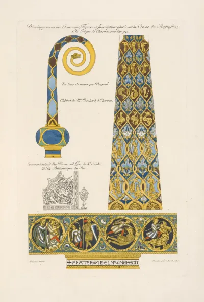 Developpemens Des Ornemens Figures Et Inscriptions Places Sur La Crosse De Ragenfroi Eveque De Chartres Vers Lan 941