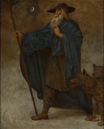 Dezember Wotan Mit Wolfen