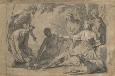 Diana And Four Nymphs Receiving Gifts From A Satyr