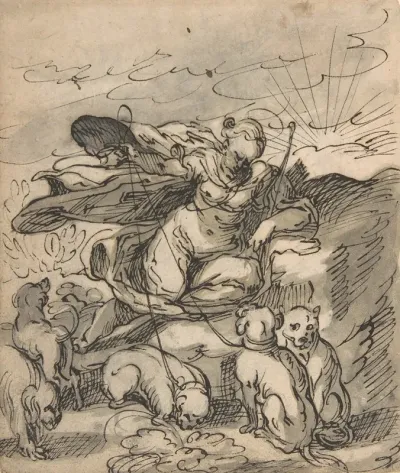 Diana Resting With Her Hounds