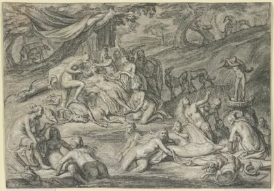 Diana Und Kallisto Im Hintergrund Der Sich Nahernde Aktaion