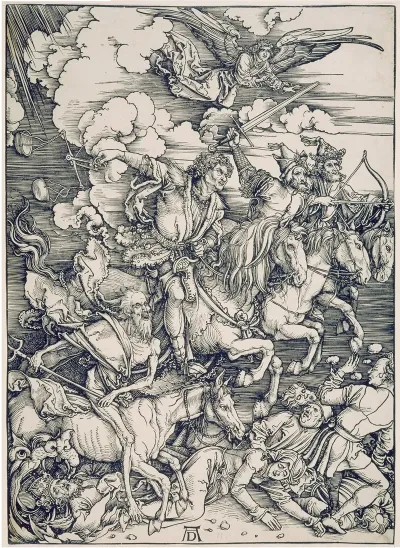 Die Apokalyptischen Reiter Aus Der Folge Der Apokalypse Einzeldruck Vor Dem Text