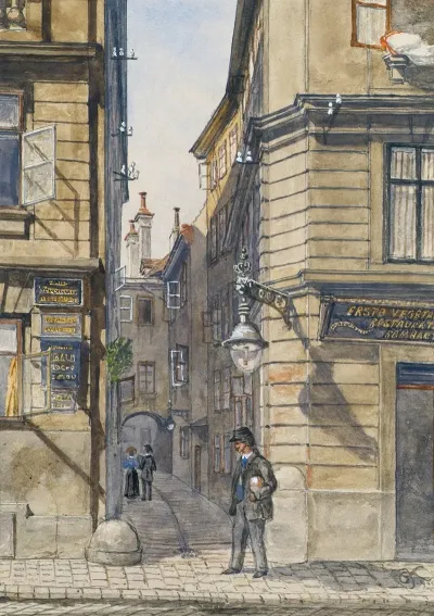 Die Brunngasse Mit Dem Ersten Vegetarischen Restaurant In Wien