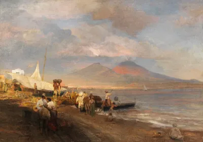 Die Bucht Von Neapel Mit Blick Auf Den Vesuv