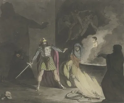 Die Drei Hexen Beschworen Vor Macbeth Ein Blutiges Kind Herauf