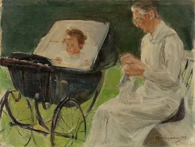 Die Enkelin Des Kunstlers Mit Ihrer Kinderfrau Im Wannseegarten