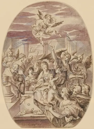 Die Geburt Christi Anbetung Des Kindes Durch Die Engel
