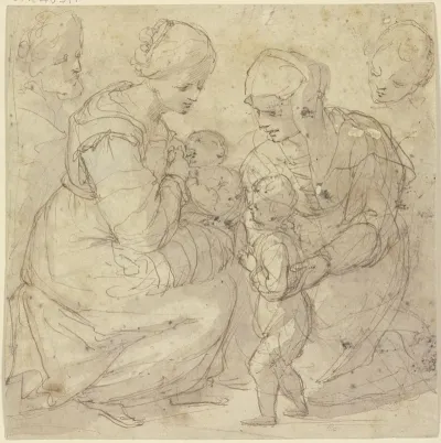 Die Heilige Familie Mit Der Heiligen Elisabeth Und Dem Johannesknaben