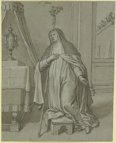 Die Heilige Klara Von Assisi Vor Der Hostie Kniend